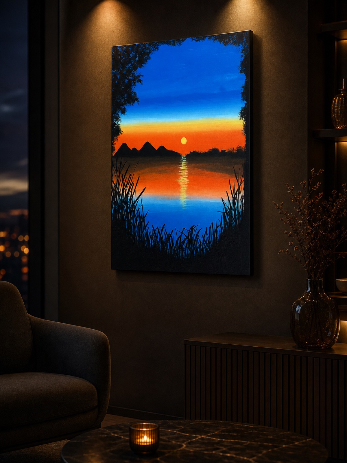 Sunset Blue Manzara Tablo - görünüm 3